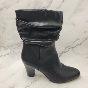 Circus Sam Edelman Willow Black Faux Leather Tall Boots Block Heel Slouch 10